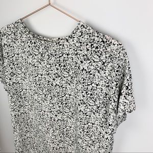 Vintage Black & White Floral‎ Print Blouse